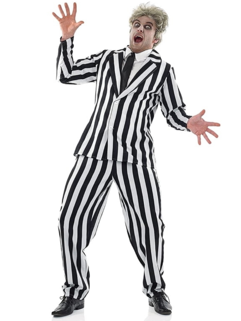 FUN SHACK BEETLEJUICE Men's Black and White Striped Halloween Suit